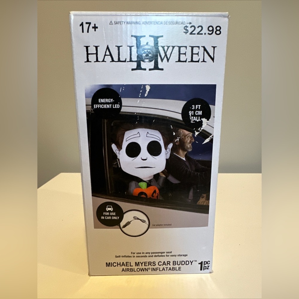 Gemmy Airblown Inflatable Michael Myers CarBuddy, 3 ft Tall, White